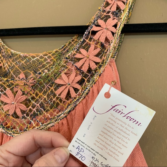 NWT Fairloom Floral Embroidered Sleeveless Scoopneck Ruched Mini Short Dress - Picture 5 of 7